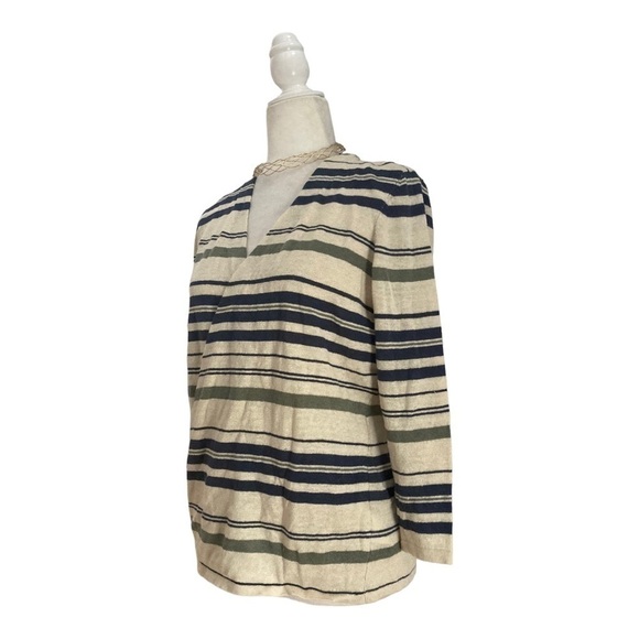 NWT Paul Costelloe Wrap Sweater Linen Striped Jumper Women’s - Picture 4 of 8